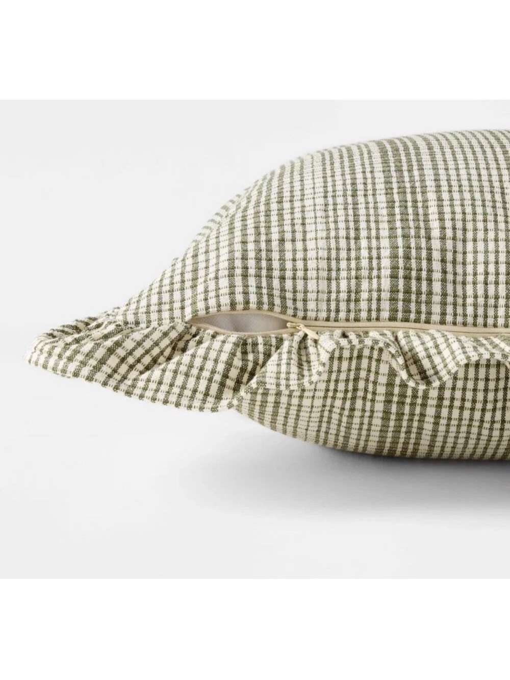 Studio McGee 24” Uneven Plaid Ruffle Pillow - Green/Tan - Picture 3 of 10
